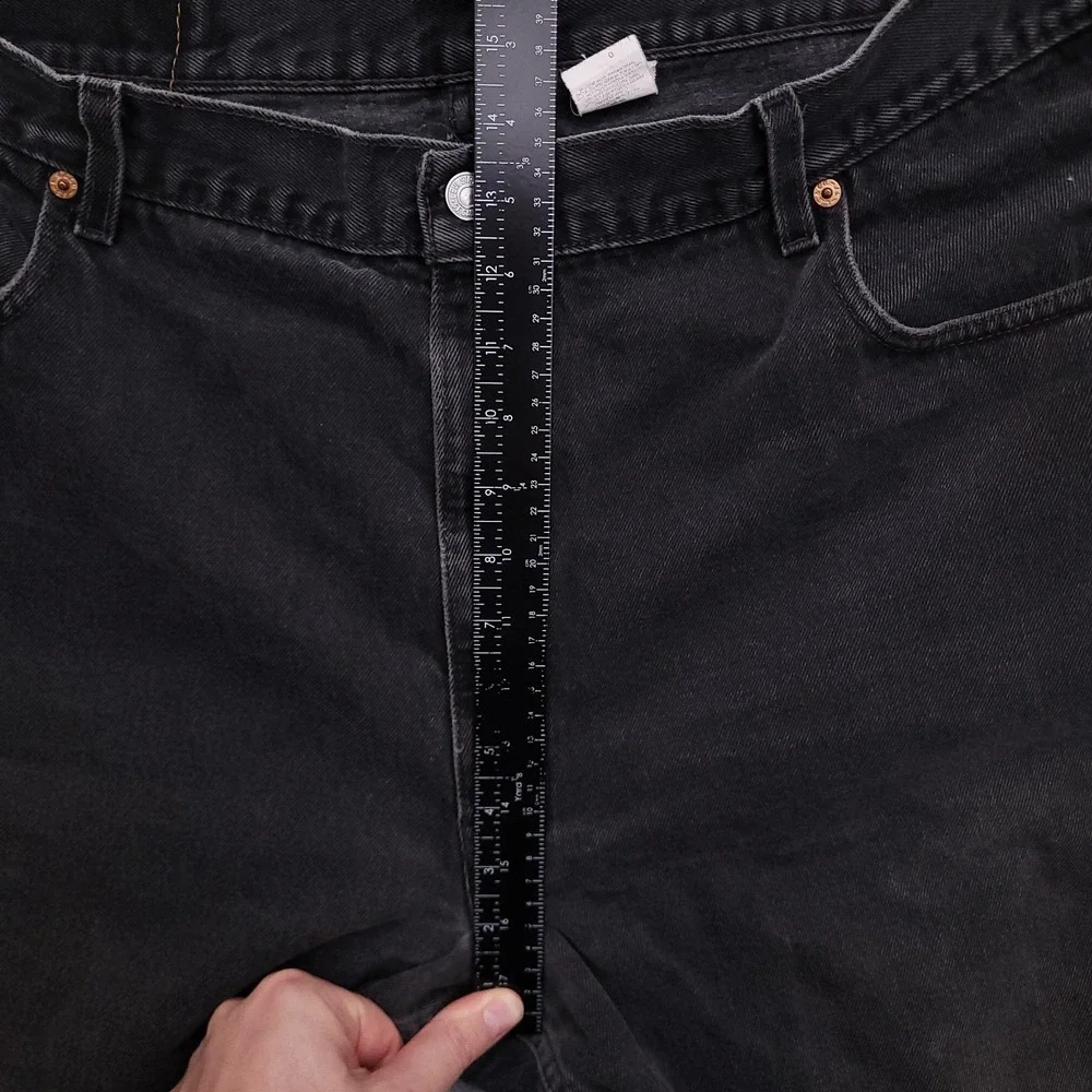 Levis 560 Jeans Mens 42x32 (40x31) Loose Fit Tapered Leg Black Distressed